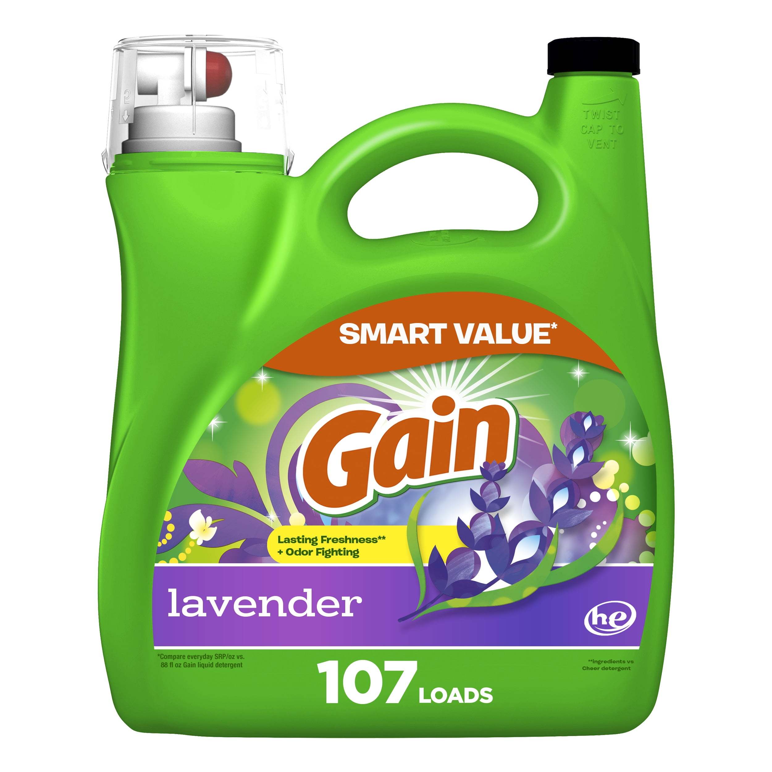 Gain Liquid Laundry Detergent, Lavender Scent, 154 fl oz, 107 Loads