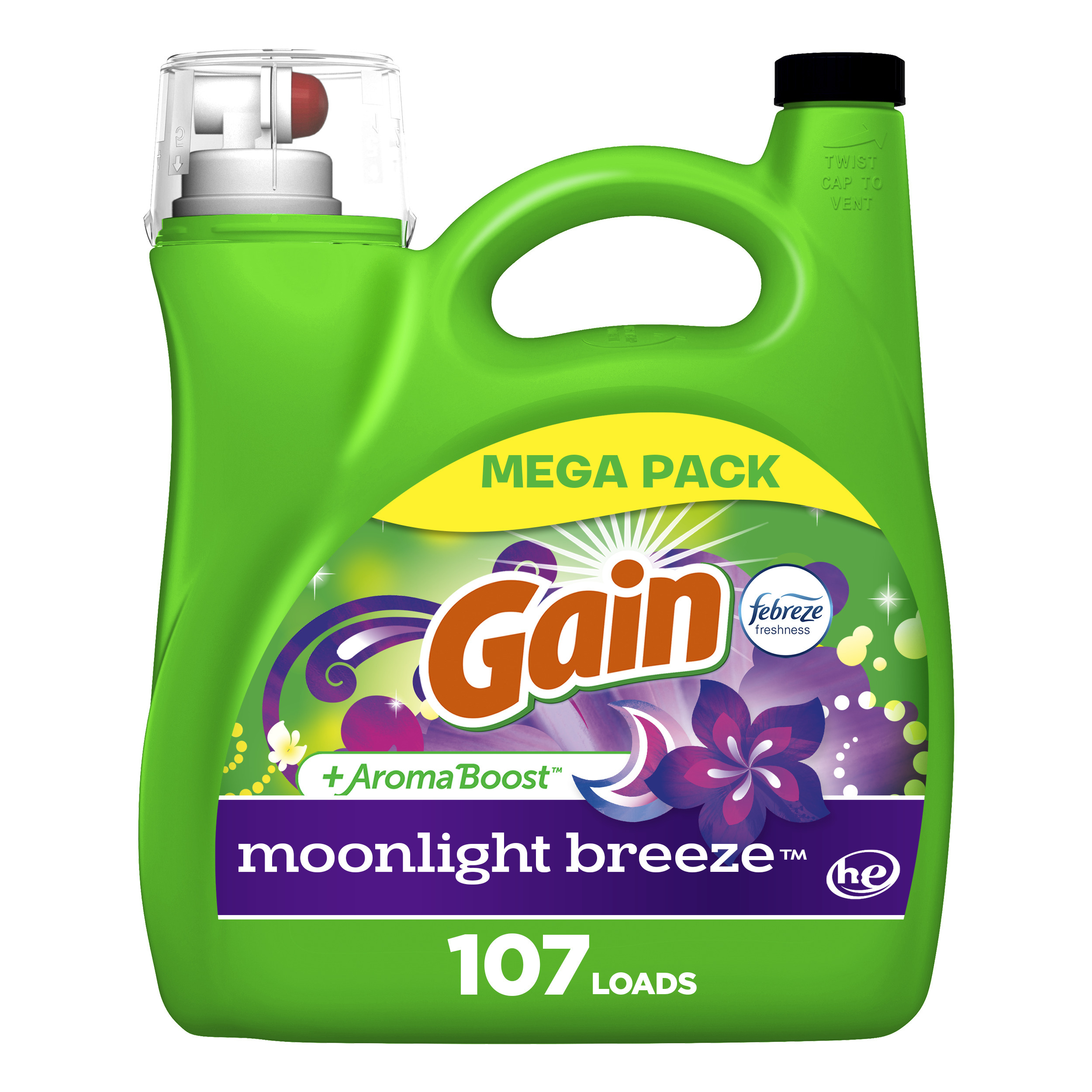 Gain + Aroma Boost Liquid Laundry Detergent, Moonlight Breeze Scent, 107 Loads, 154 fl oz, HE Compatible - image 1 of 8