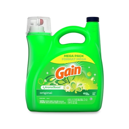 Gain + Aroma Boost Liquid Laundry Detergent Original Scent 107 Loads 154 Oz He Compatible