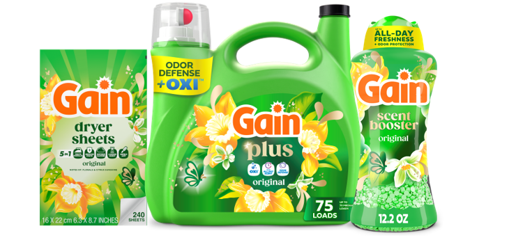 Gain Ultimate Clean Laundry Bundle with Gain Plus Original Liquid, Gain Original Beads, and Gain Original Sheets
