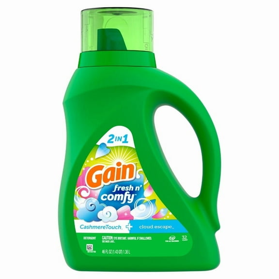 Gain Cloud Escape + Cashmere Touch Liquid Laundry Detergent (Pack 1) - 32 Loads, 46fl