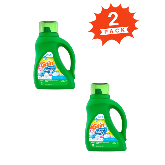 Gain Cloud Escape + Cashmere Touch Liquid Laundry Detergent (Pack 2) - 64 Loads, 92fl