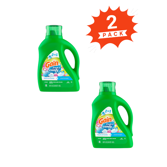 Gain Cloud Escape + Cashmere Touch Liquid Laundry Detergent (Pack 2) - 90 Loads, 130fl