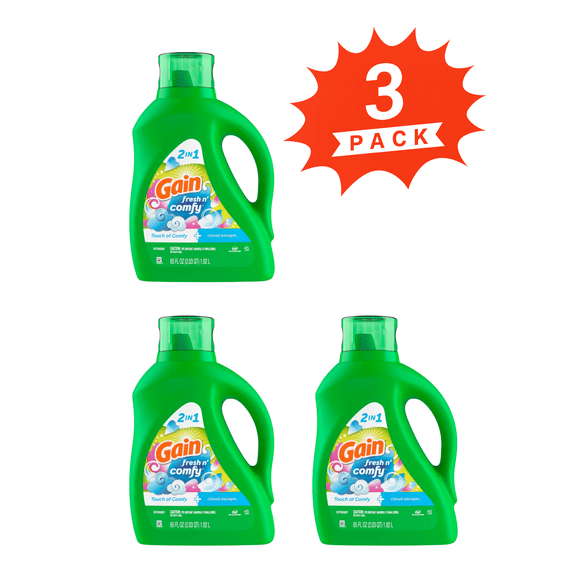 Gain Cloud Escape + Cashmere Touch Liquid Laundry Detergent (Pack 3) - 135 Loads, 195fl