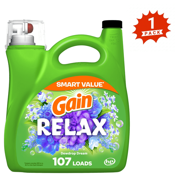 Gain Dewdrop Dream Liquid Detergent,154 fl oz, 107 Loads (1-Pack)