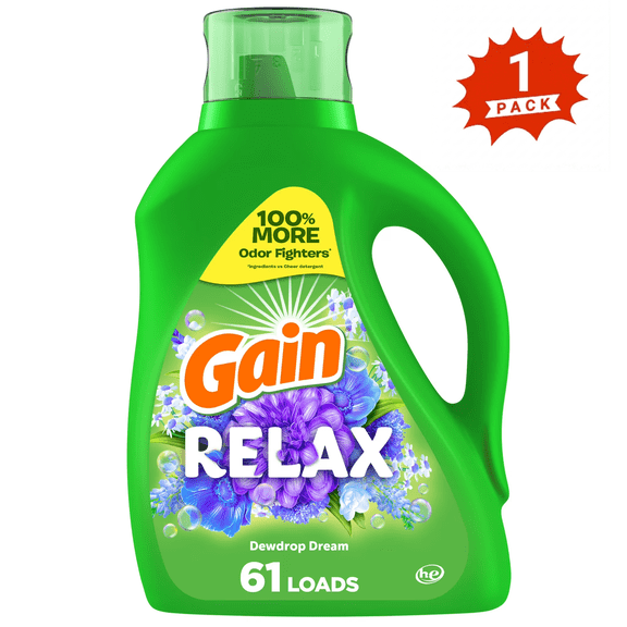 Gain Dewdrop Dream Liquid Detergent,61 Loads,88 fl oz (1-Pack)