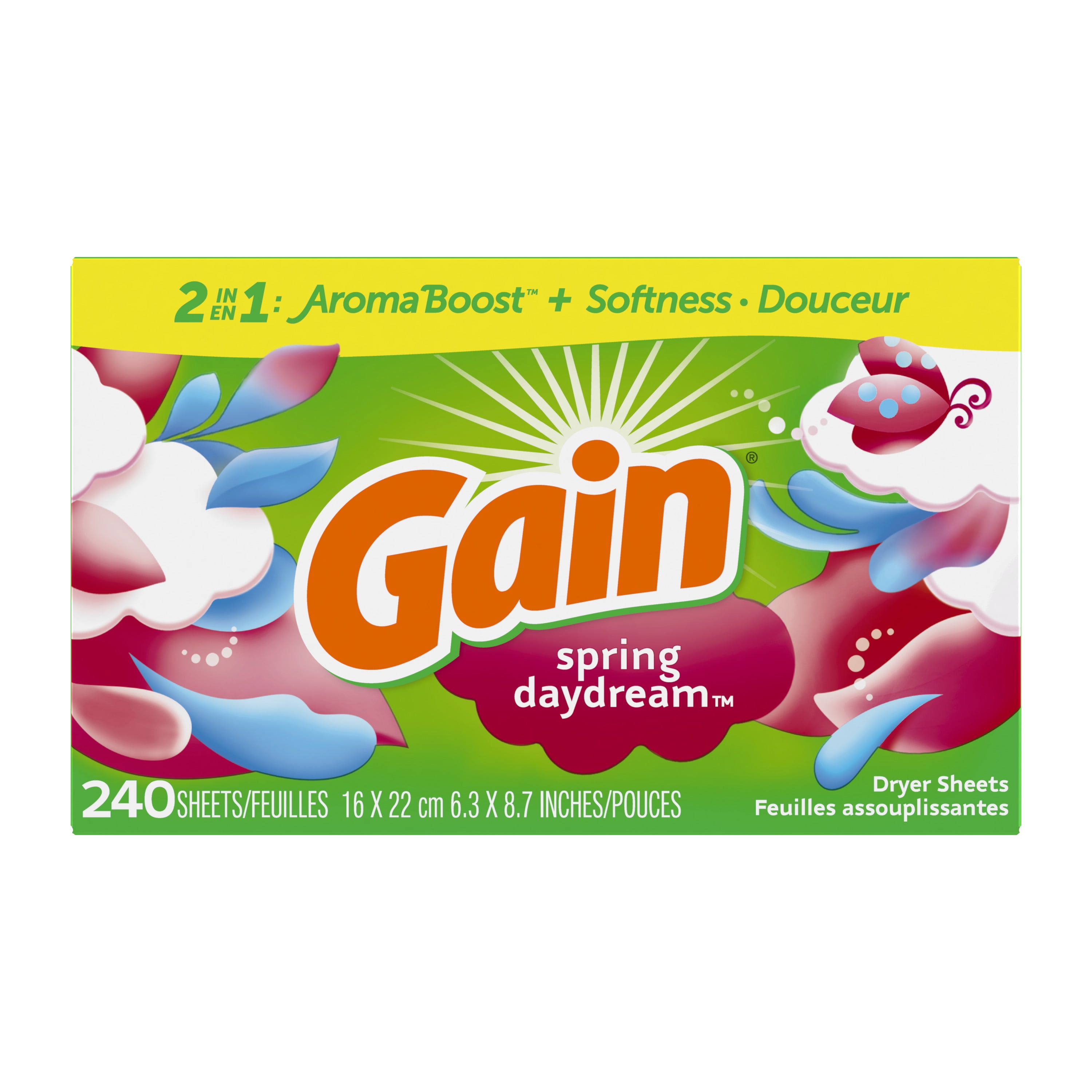 Gain Dryer Sheets, 240 Ct, Spring Daydream Fabric Softener Sheets