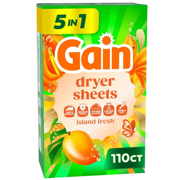 Gain Dryer Sheets, Island Fresh Scent, 110 Count