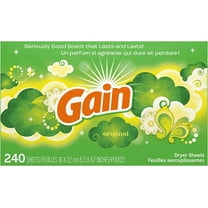 Gain Dryer Sheets Laundry Fabric Softener, Original Scent, 240 Count