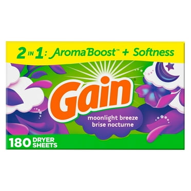 Gain Dryer Sheets, Moonlight Breeze Scent, 180 Count
