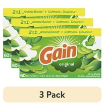(3 pack) Gain Dryer Sheets with Original Fresh Scent, 60 Count