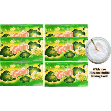 Gain Dryer sheets 15 sheets each 16x22 cm with 2 oz EleganceinLife Baking soda pack of 6