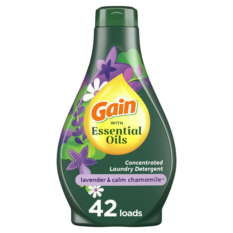 Gain with Essential Oils Liquid Laundry Detergent, The Serene Scent,  Lavender & Calm Chamomile, Pack of 2, 42 fl oz Each