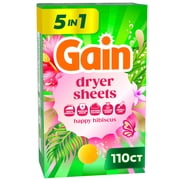 Gain Dryer Sheets, Happy Hibiscus Scent, 110 Count
