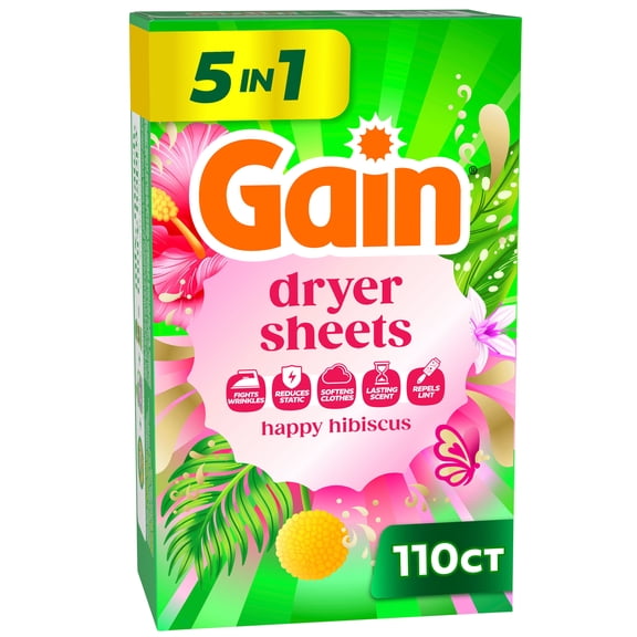 Gain Dryer Sheets, Happy Hibiscus Scent, 110 Count