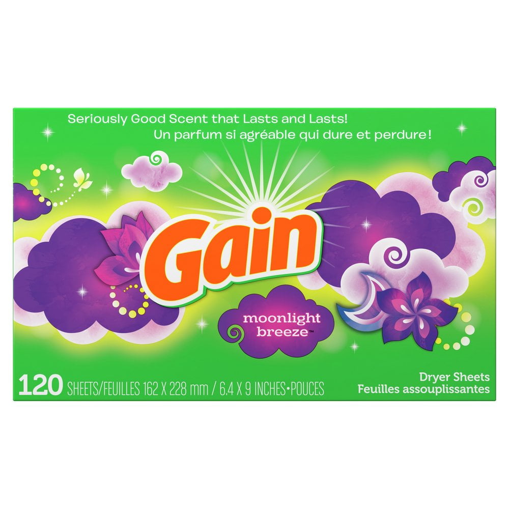 Gain Fabric Softener Dryer Sheets - Moonlight Breeze - 120 ct- Pack of 2