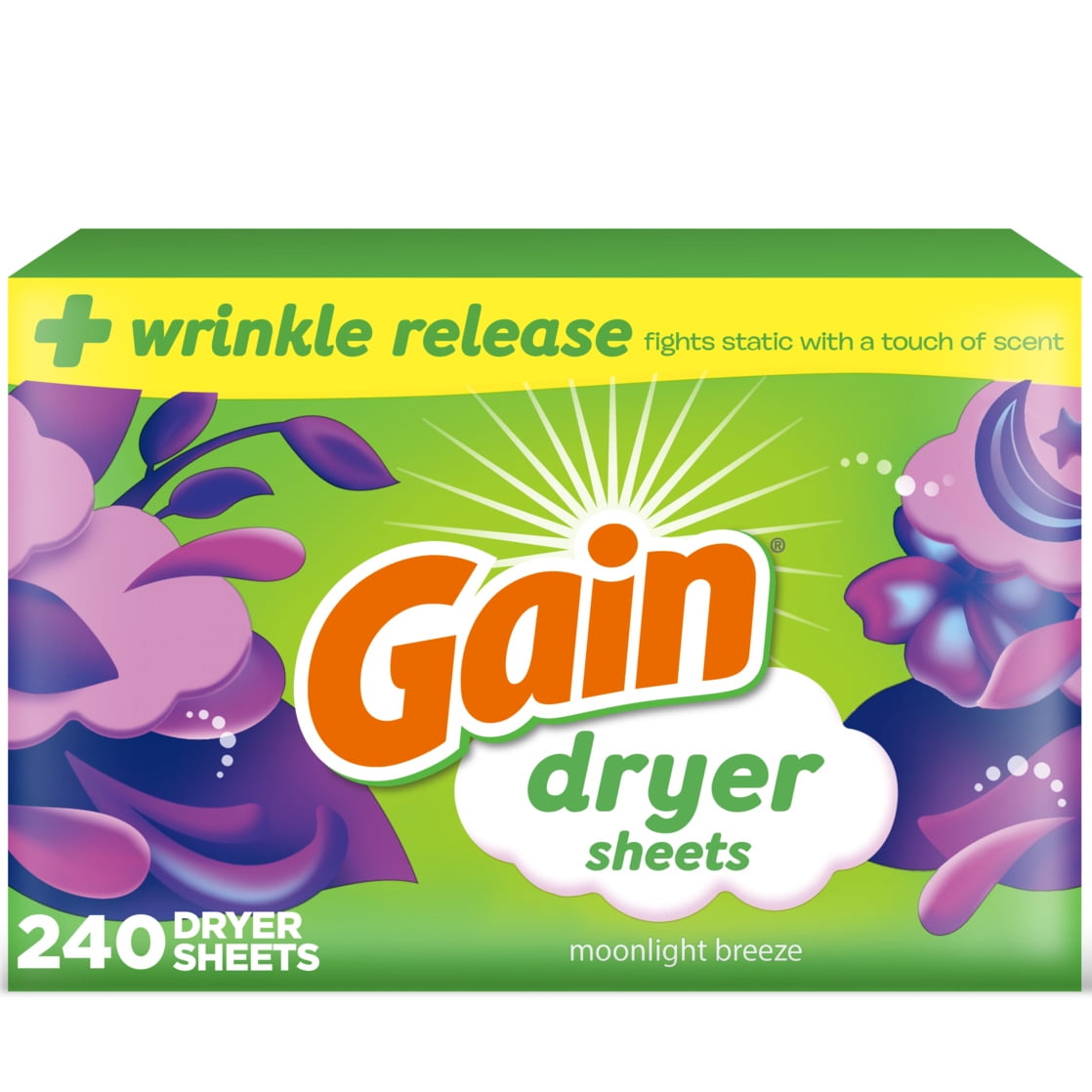 Gain Fabric Softener Dryer Sheets, Moonlight Breeze Scent, 240 Count