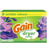Gain Fabric Softener Dryer Sheets, Moonlight Breeze Scent, 240 Count