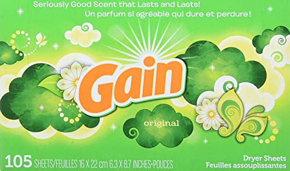 Gain, Fabric Softener Dryer Sheets, Original Scent, 105 Count
