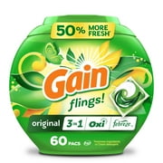Gain Flings 3-in-1 Oxi Boost and Febreze Laundry Detergent Pacs, Original Scent, 60 Count