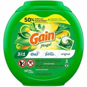 Gain Flings Detergent Pacs, Liquid, Gain, Original Scent, Green 9207 | 2 Packs 152 Total
