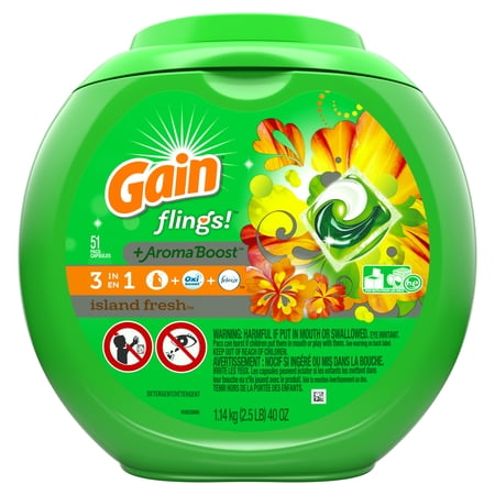 Gain Flings Island Fresh, 51 Ct, Laundry Detergent Pacs