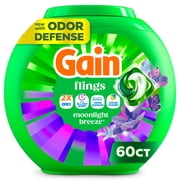 Gain Flings Laundry Detergent Soap Pacs, 4-in-1 Oxi Boost and Febreze, Moonlight Breeze Scent, 60 Count