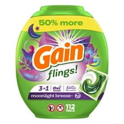 Gain Flings Laundry Detergent Pacs, Moonlight Breeze Scent, 112 Count