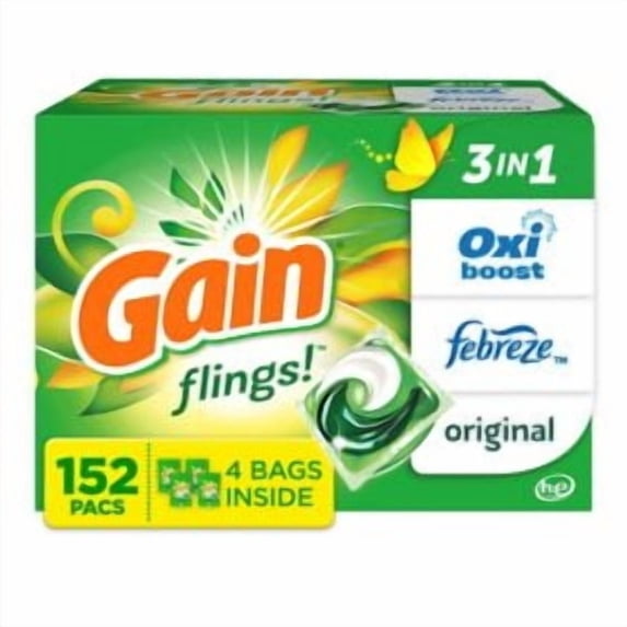 Gain Flings! Laundry Detergent Pacs, Original Scent, 152 count.pack of 2