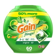 Gain Flings Laundry Detergent Pacs, Original Scent, 60 Count