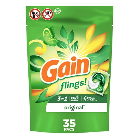 Gain Flings Laundry Detergent Soap Pacs, 35 Ct, Original Scent