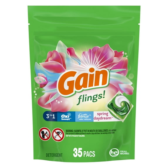 Gain Flings Laundry Detergent Soap Pacs, 35 Ct, Spring Daydream