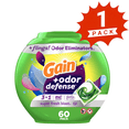 thumbnail image 1 of Gain Flings +Odor Defense: Super Fresh Blast Scented Laundry Pacs 60 Count (1-Pack), 1 of 6