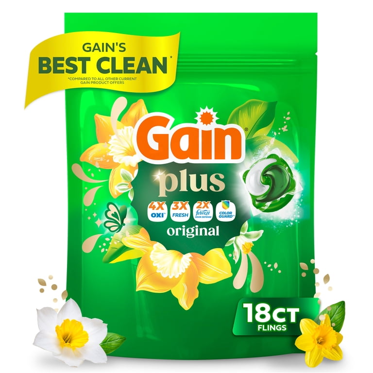 Gain Plus Flings Laundry Detergent Liquid Washing Pacs, Gain's