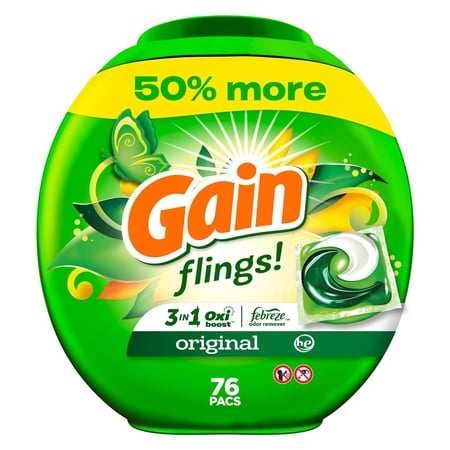 Gain Flings Original Scent HE Compatible Laundry Detergent Soap Pacs - 54oz/76ct