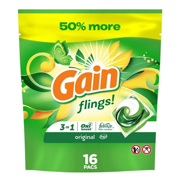 Gain Flings Original Scent HE Laundry Detergent Pacs 16 ct