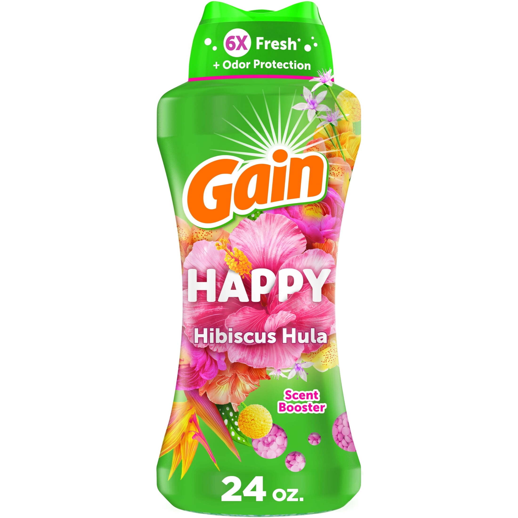 Gain In-Wash Laundry Scent Booster Beads, Happy, Hibiscus Hula, 24 oz