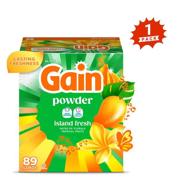Gain Island Fresh Powder Detergent, 89 Loads, 82 oz (1-Pack)