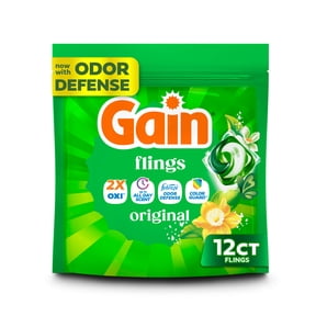 Gain Flings Laundry Detergent Soap Pacs, 4-in-1 Oxi Boost and Febreze, Original Scent, 12 Count