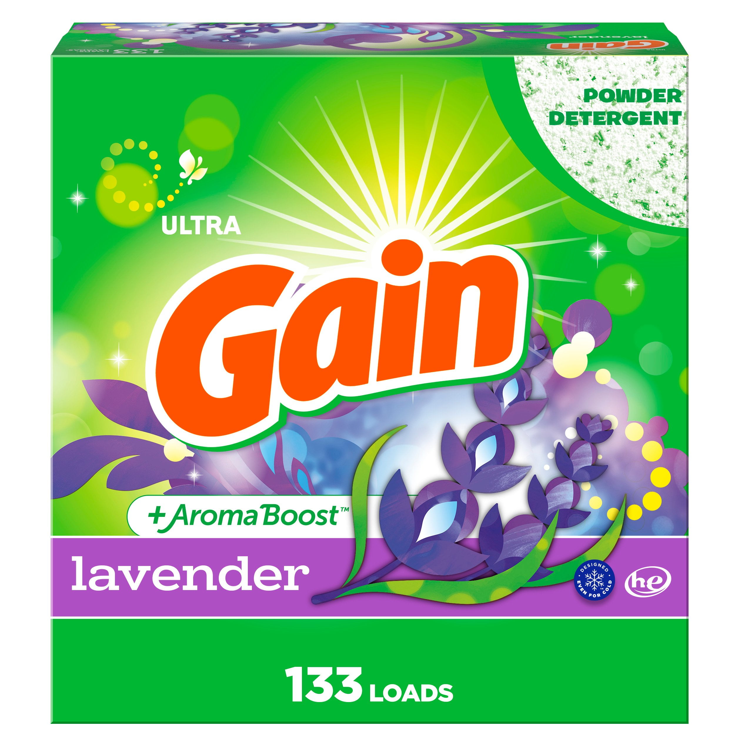 Gain Powder Laundry Detergent, Lavender Scent, 123 oz, 133 Loads