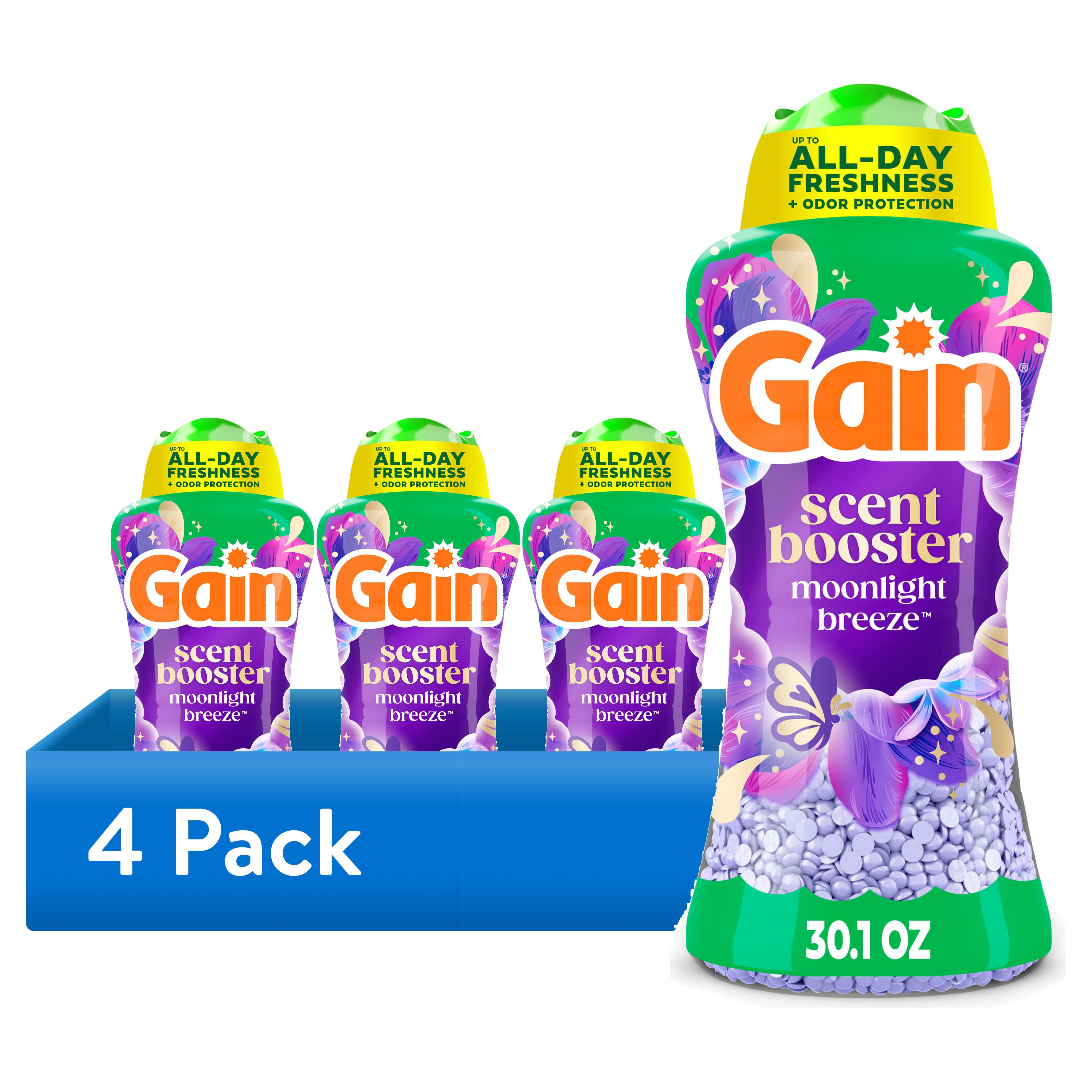 (4 pack) Gain Laundry Scent Beads, Fireworks In-Wash Scent Booster, Moonlight Breeze Scent, 30.1oz