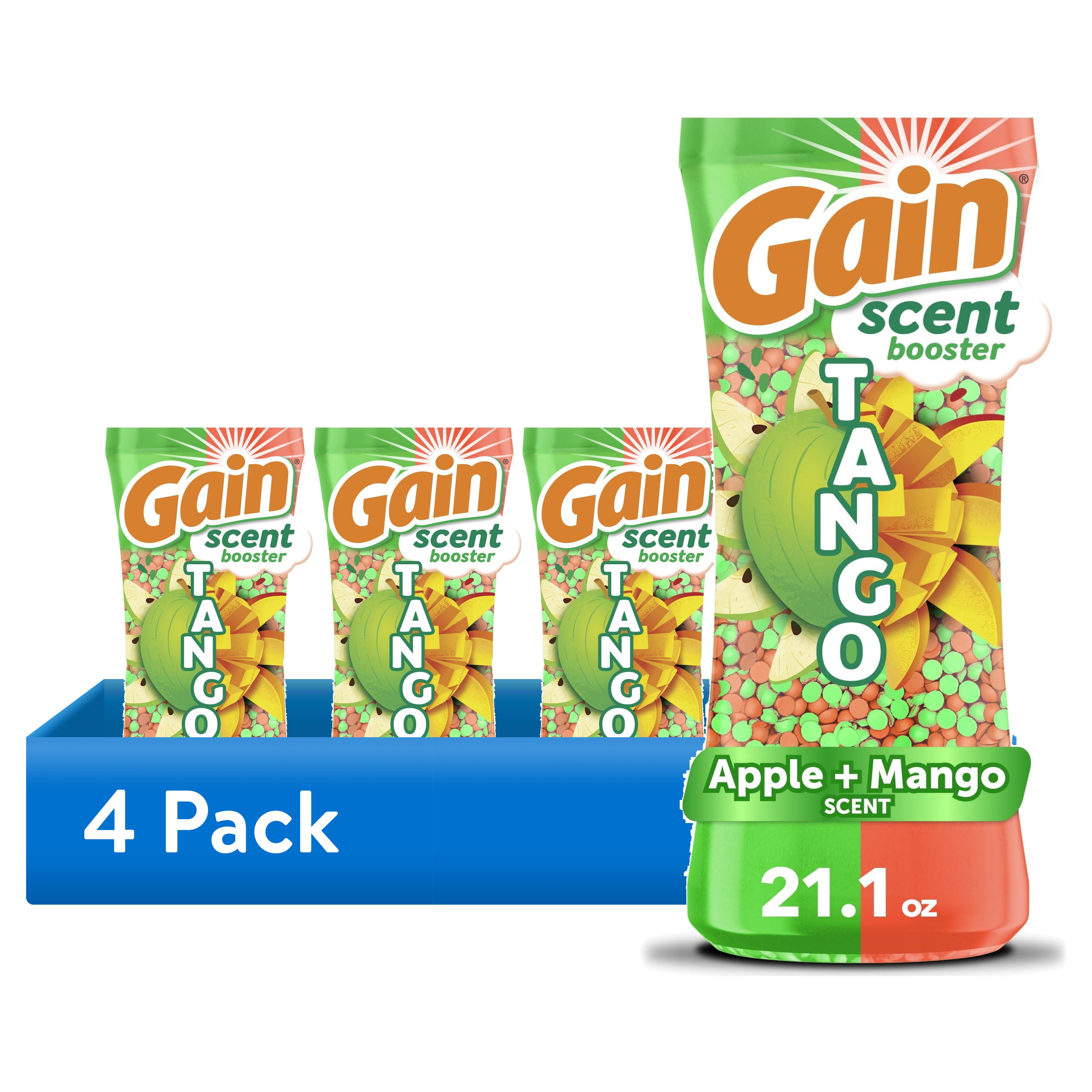 (4 pack) Gain Laundry Scent Beads, Tango 2-in-1 In-Wash Scent Booster, Dual Apple & Mango Scent, 21.1 oz