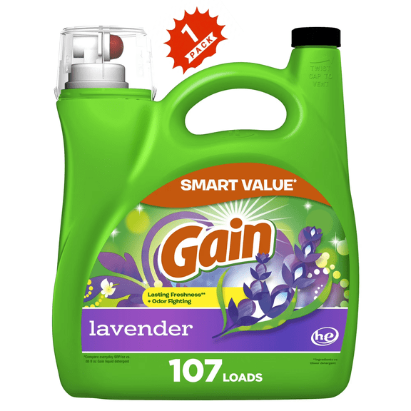 Gain Lavender Liquid Detergent, 107 Loads, 154 fl oz HE Compatible (1-Pack)