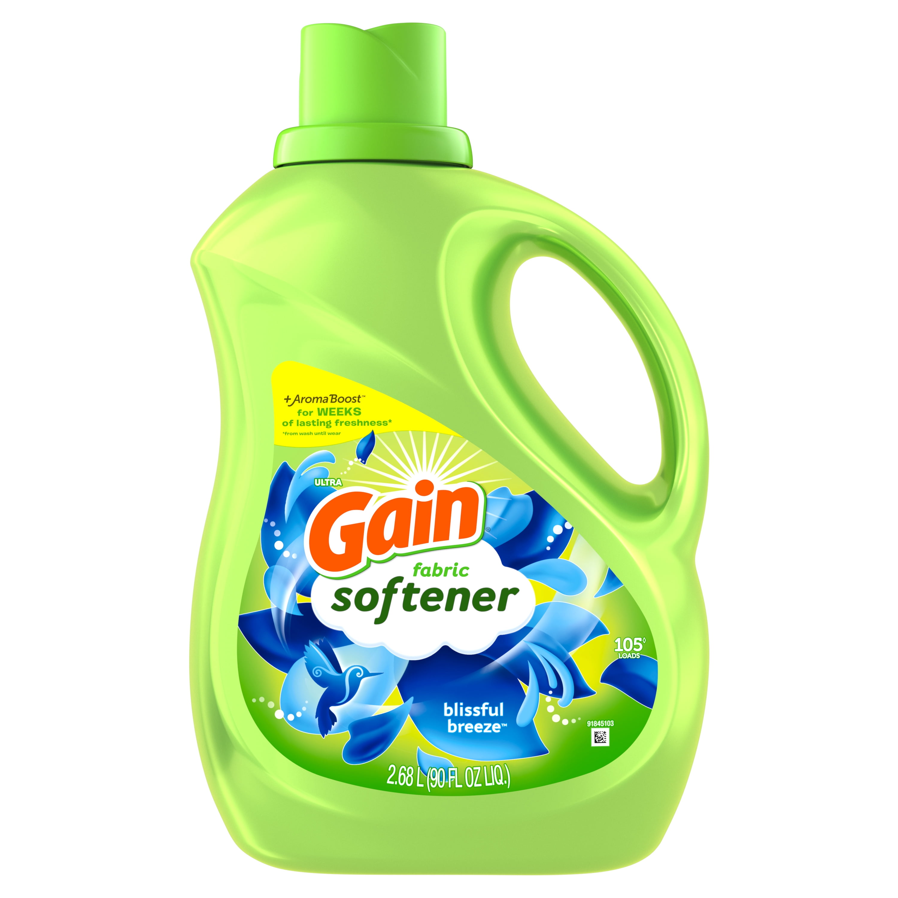 Gain Liquid Fabric Softener, Blissfull Breeze, 90 Fl Oz 105 Loads