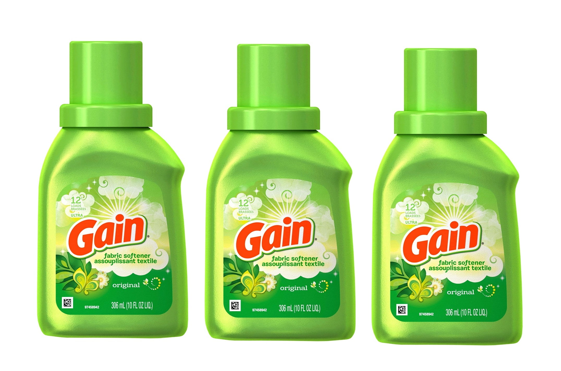 Gain Liquid Fabric Softener, Original Scent, 10 Fluid Ounces, 3 Pack