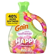 Gain Liquid Fabric Softener and Conditioner, Happy, Hibiscus Hula Scent, 101 fl oz, 151 Loads