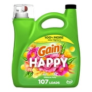 Gain Liquid Laundry Detergent, Happy, 154 fl oz, 107 Loads, HE