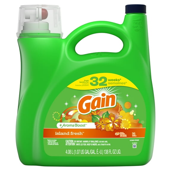 Gain Liquid Laundry Detergent, Island Fresh, 96 Loads, 138 Fluid Ounce
