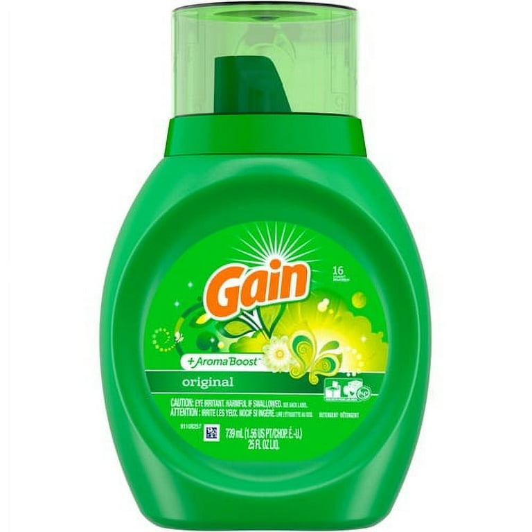 Gain Liquid Laundry Detergent - For Clothing, Laundry - 25 fl oz (0.8 quart) - Original Scent - 6 / Carton - Green Gain Liquid Laundry Detergent - For Clothing, Laundry - 25 fl oz (0.8 quart) - Original Scent - 6 / Carton - Green