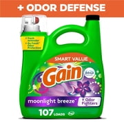 Gain Laundry Detergent Liquid with Odor Fighters, Moonlight Breeze Scent, 154 fl oz, 107 Loads